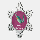 Dinosaurier - Weihnachtsmann-Helfer Schneeflocken Zinn-Ornament (Rechts)