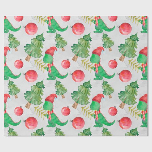 Dinosaurier Weihnachtsmuster Geschenkpapier (Flach)