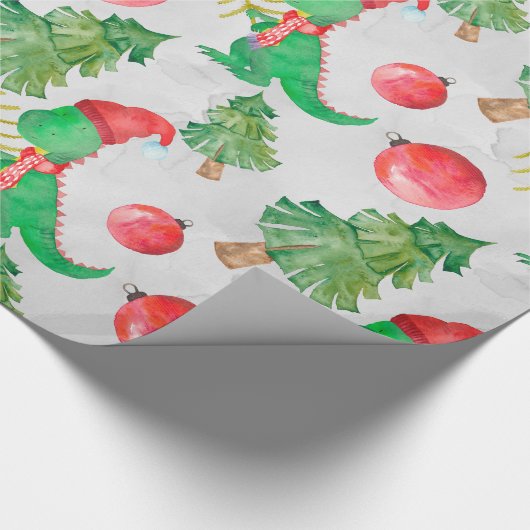 Dinosaurier Weihnachtsmuster Geschenkpapier (Ecke)