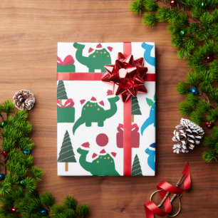 Dinosaurier Weihnachtsmuster-Weihnachtsmannmütze Geschenkpapier