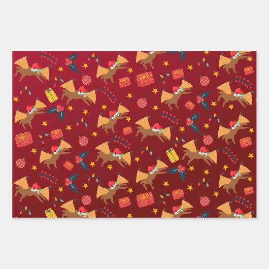 Dinosaurier Weihnachtsmuster-Weihnachtsmannmütze Geschenkpapier Set (Vorderseite 3)