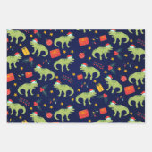 Dinosaurier Weihnachtsmuster-Weihnachtsmannmütze Geschenkpapier Set (Vorderseite)