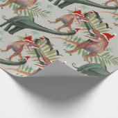 Dinosaurier Weihnachtswrapping Paper Geschenkpapier (Ecke)