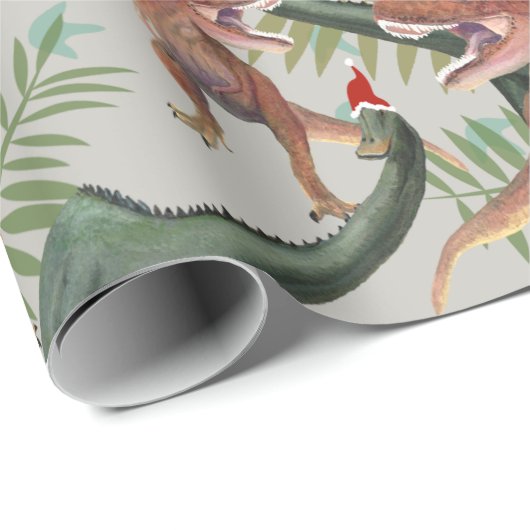 Dinosaurier Weihnachtswrapping Paper Geschenkpapier (Rolleneckpunkt)