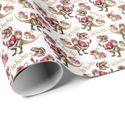 Dinosaurier Weihnachtswrapping Paper Geschenkpapier (Rolleneckpunkt)