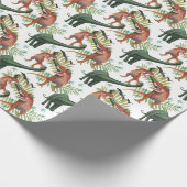 Dinosaurier Weihnachtswrapping Paper Geschenkpapier (Ecke)