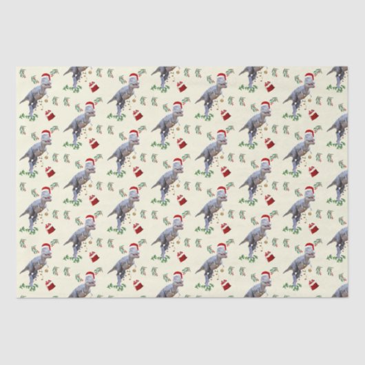 Dinosaurier Weihnachtszettel Seidenpapier (Vorderseite)