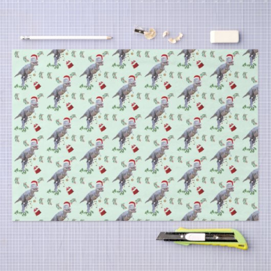 Dinosaurier Weihnachtszettel Seidenpapier (Handwerk)