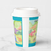 Dinosaurier Welt glücklich Geburtstag Türkis Pappbecher (Rechts)