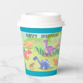 Dinosaurier Welt glücklich Geburtstag Türkis Pappbecher