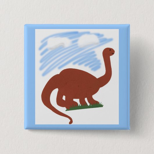Dinosaurier Whimsical Cartoon Art Button (Vorderseite)