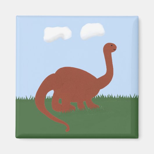 Dinosaurier Whimsical Cartoon Art Magnet (Vorne)