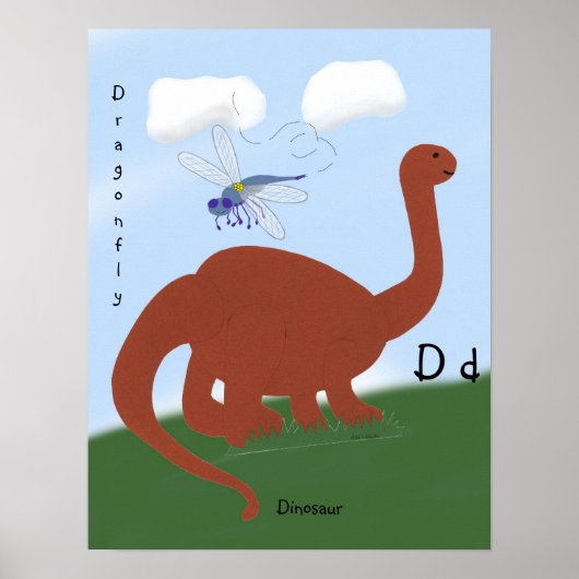 Dinosaurier Whimsical Cartoon Art Poster (Vorne)