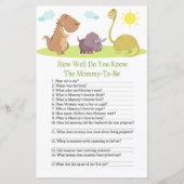 Dinosaurier, wie gut Sie wissen, Baby-Dusche-Spiel (Vorderseite)