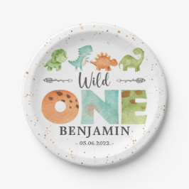 Dinosaurier Wild 1 1. Geburtstag Wasserfarbe Pappteller