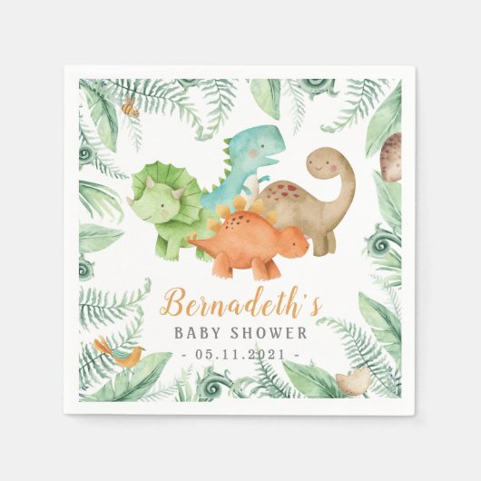 Dinosaurier Wild Baby Shower Napkins Serviette (Vorderseite)
