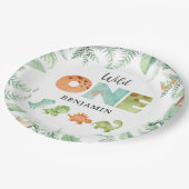 Dinosaurier Wild One Birthday Paper Plate Pappteller (Schrägansicht)