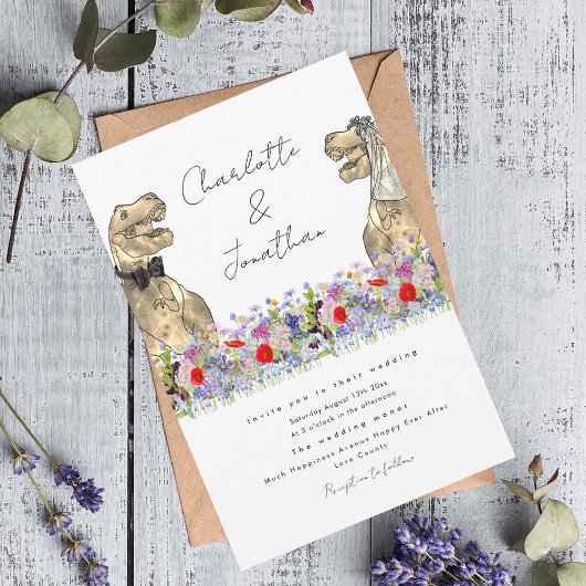 Dinosaurier-Wildblume Einladung