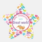 Dinosaurier winzige bunt Herzen Lehrer Kompliment Stern-Aufkleber (Vorderseite)