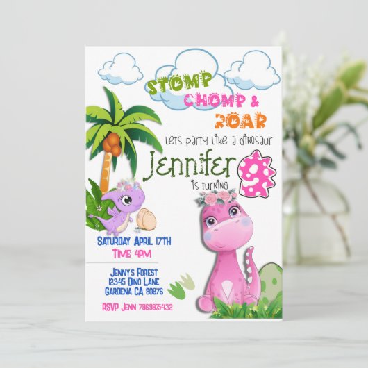 Dinosaurier wird Einladung zum 9. Geburtstag (Stehend Vorderseite)