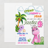 Dinosaurier wird Einladung zum 9. Geburtstag (Vorne/Hinten)