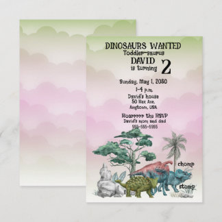 Dinosaurier Wollte Kleinkind 2. Einladung zum Gebu