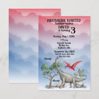 Dinosaurier Wollte Kleinkind Einladung zum Geburts