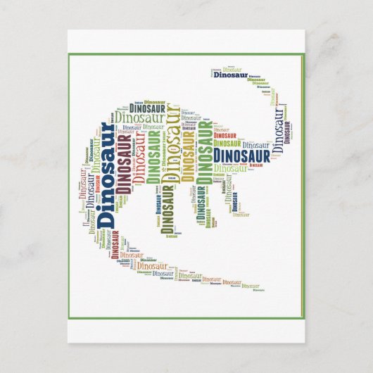 Dinosaurier Word Art Postkarte (Vorderseite)