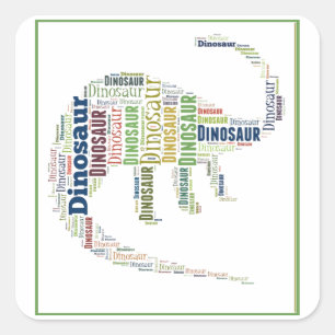 Dinosaurier Word Art Quadratischer Aufkleber