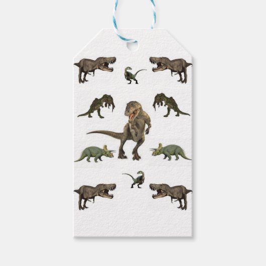 Dinosaurier Wrapping Paper Geschenkanhänger (Vorderseite)