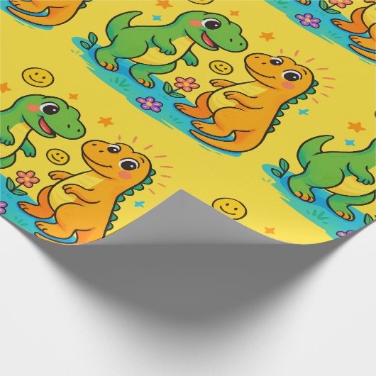 Dinosaurier Wrapping Paper 🦖 🎁 Geschenkpapier (Ecke)