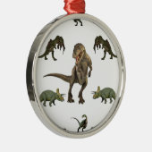 Dinosaurier Wrapping Paper Silbernes Ornament (Rechts)