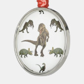Dinosaurier Wrapping Paper Silbernes Ornament (Links)