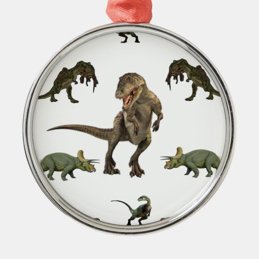 Dinosaurier Wrapping Paper Silbernes Ornament (Vorne)