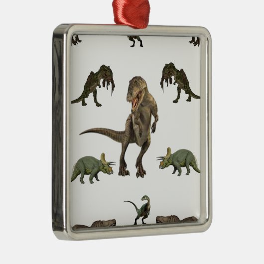 Dinosaurier Wrapping Paper Silbernes Ornament (Rechts)