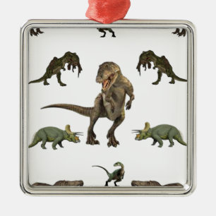 Dinosaurier Wrapping Paper Silbernes Ornament