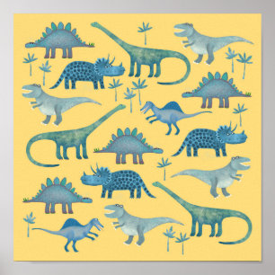 Dinosaurier Yellow Poster