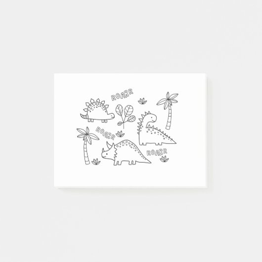 Dinosaurier zeichnend post-it klebezettel (Vorderseite)