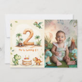 Dinosaurier-Zeit Kapsel Note Card Foto 2. Geburtst Einladung (Vorderseite)