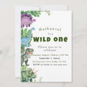 Dinosaurier zum ersten Geburtstag Einladung (Vorderseite)