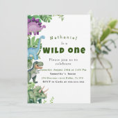 Dinosaurier zum ersten Geburtstag Einladung (Stehend Vorderseite)