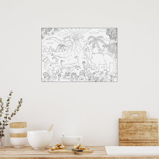 Dinosaurier zum Färben Poster (Küche)