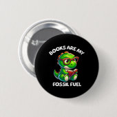 Dinosaurier Zurück zur Schule Lesebücher Lustiger Button (Vorne & Hinten)