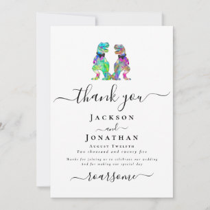 Dinosaurier zwei heiraten bei schwuler Hochzeit Da Dankeskarte