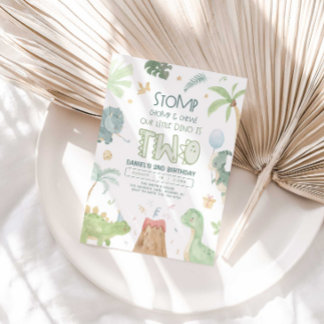 Dinosaurier Zweiter Geburtstag Einladung