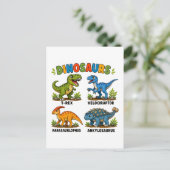 Dinosaurierarten Lernen für Kinder Postkarte (Stehend Vorderseite)