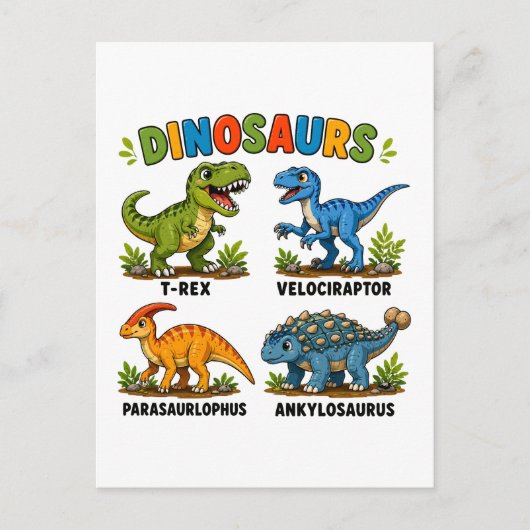 Dinosaurierarten Lernen für Kinder Postkarte (Vorderseite)