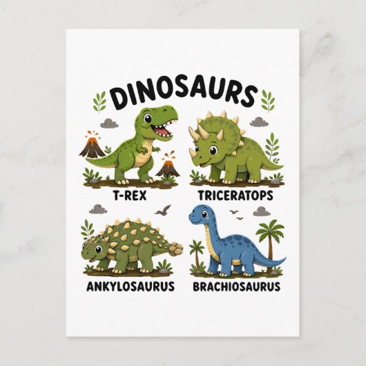 Dinosaurierarten Lernen für Kinder Postkarte (Vorderseite)