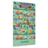 Dinosaurierbau Kinder Personalisiert  Klemmbrett (Rechts)