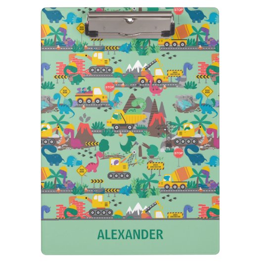 Dinosaurierbau Kinder Personalisiert Klemmbrett (Vorderseite)